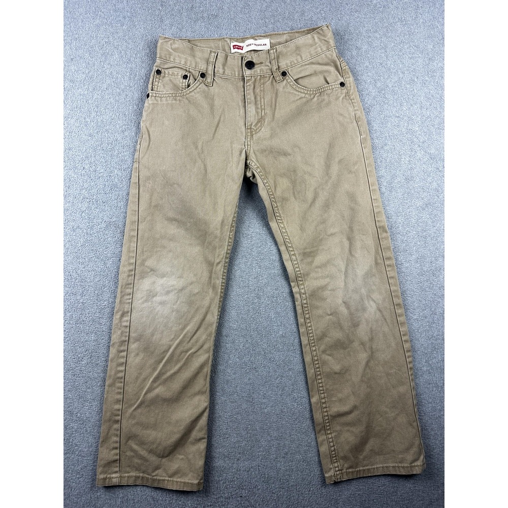 Levis 505 Regular Jeans Boys 10 Regular Khaki Tan Straight Leg Twill Cotton